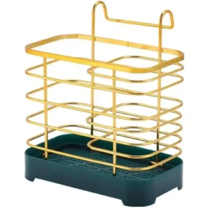 ستاند ملاعق من الستانلس ستيل بلون الذهب